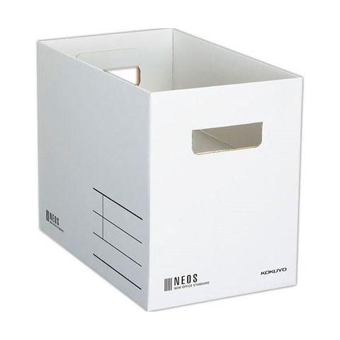 まとめ）コクヨ 収納ボックス（NEOS）Mサイズ ホワイト A4-NEMB-W 1