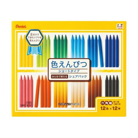 まとめ買いぺんてるパスティック色えんぴつ（ショートタイプ） シェアパック 12色（各12本） GC7SP-12 ×3セット 生活用品 インテリア 雑貨  文具 オ【同梱不可】【代引不可】[▲][TP]