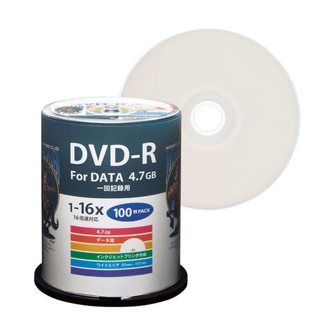 まとめ買い ハイディスク データ用DVD-R4.7GB 1-16倍速 ホワイトワイドプリンタブル スピンドルケース  HDDR47JNP1001パック(100枚) ×5セット AV 【同梱不可】【代引不可】[▲][TP]
