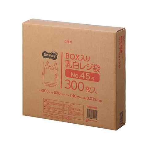 まとめ買い TANOSEE BOX入レジ袋 乳白45号 ヨコ300×タテ530×マチ幅140mm 1箱（300枚） ×10セット 生活用品 インテリア  雑貨 文具 オフィス用品 【同梱不可】【代引不可】[▲][TP]