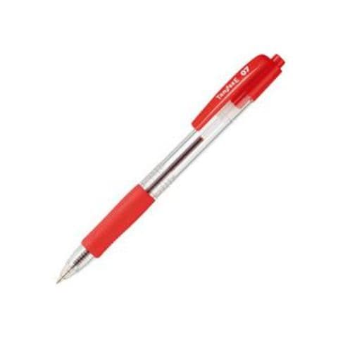 まとめ買い TANOSEE ノック式油性ボールペン0.7mm 赤 （軸色：クリア