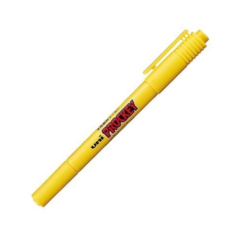 まとめ） 三菱鉛筆 水性マーカー プロッキー 細字丸芯+極細 黄 PM120T