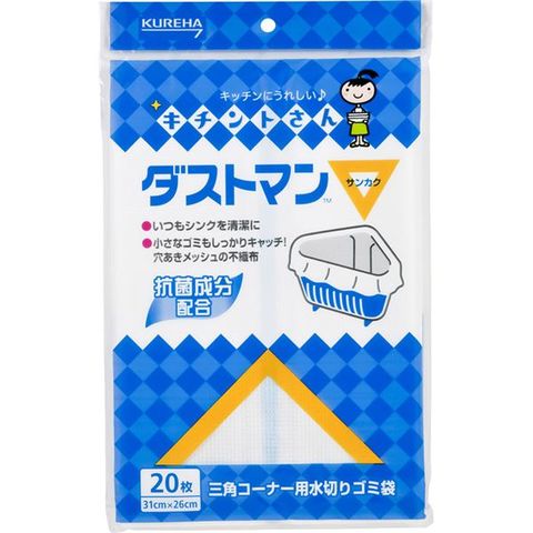 まとめ買い 水切りゴミ袋/キッチン用品 三角コーナー専用 20枚 抗菌成分配合 ダストマン サンカク ×80個セット 生活用品 インテリア 雑貨  生活雑【同梱不可】【代引不可】[▲][TP]