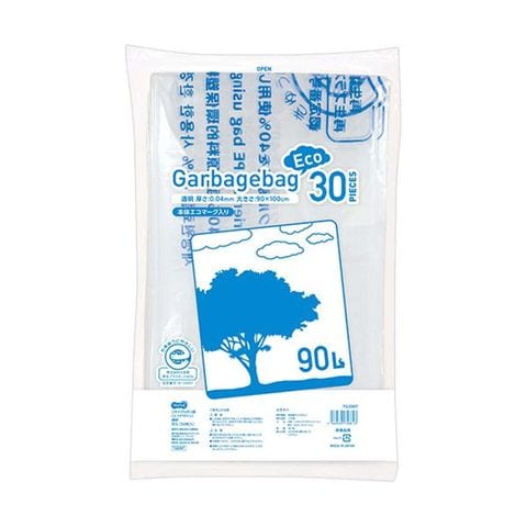 TANOSEE ゴミ袋エコノミー 半透明 90L 1パック（100枚）〔×10セット〕-