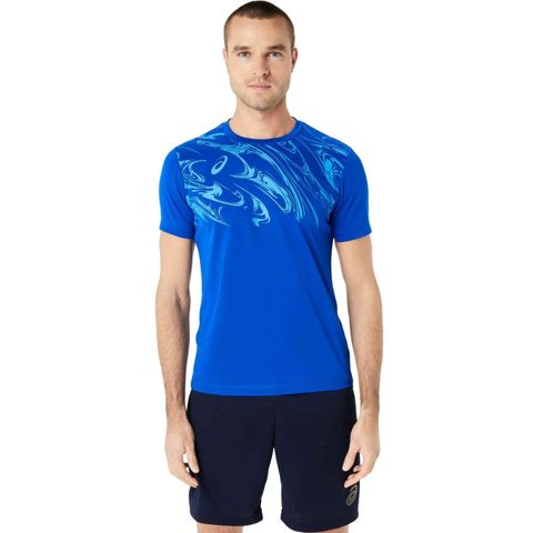 アシックス/asics】ドライプリント 半袖 Tシャツ アシックスブルー M