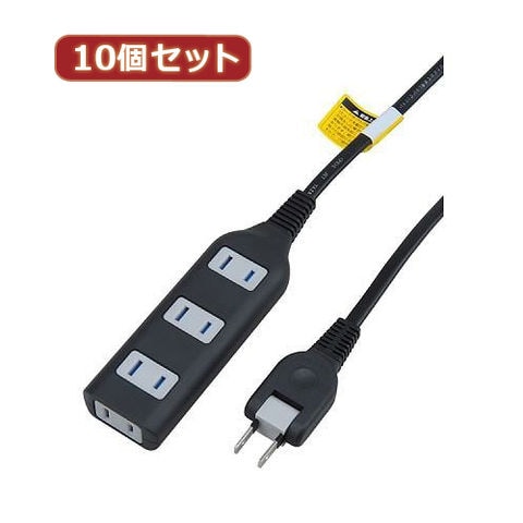 YAZAWA 10個セット耐トラ付タップ4個口 Y02S403BKX10 家電 生活家電 OAタップ【同梱不可】[▲][AS] 【同梱不可】