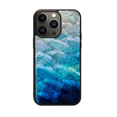 【ikins】天然貝ケース for iPhone 14 Pro Max Blue Lake スマートフォン スマホ アイフォン14 プロマックス  かわいい おしゃれ [▲][R]