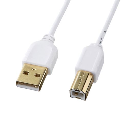 【5個セット】 サンワサプライ 極細USBケーブル (USB2.0 A-Bタイプ) 1.5m KU20-SL15WKX5 【同梱不可】[▲][AS]  【同梱不可】