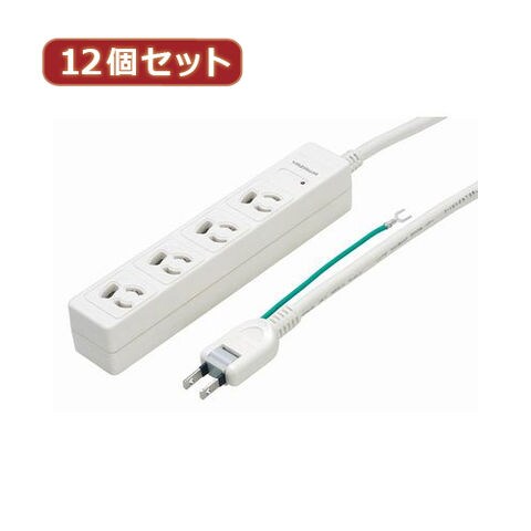 YAZAWA 12個セット 3P抜け止めマグネットタップ Y02JKNP402WHX12 家電 生活家電 OA タップ【同梱不可】[▲][AS]  【同梱不可】