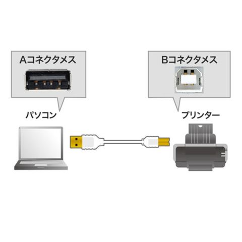 【5個セット】 サンワサプライ 極細USBケーブル (USB2.0 A-Bタイプ) 1.5m KU20-SL15WKX5 【同梱不可】[▲][AS]  【同梱不可】