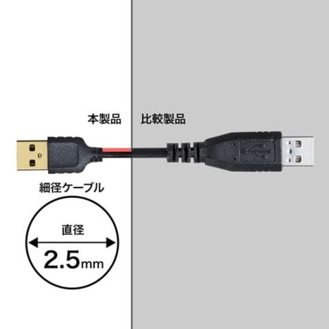 【5個セット】 サンワサプライ 極細USBケーブル (USB2.0 A-Bタイプ) 1.5m ブラック KU20-SL15BKKX5  【同梱不可】[▲][AS] 【同梱不可】