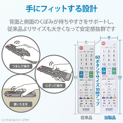 dショッピング |【ELECOM(エレコム)】テレビリモコン シャープ アクオス対応 設定不要ですぐ使える 見やすい文字サイズ 押しやすいボタン Netflix  YouTube対応 ホワイト【同梱不可】[△][EL] | カテゴリ：TV その他の販売できる商品 | ホビナビ  (0424549550162265)|ドコモ ...