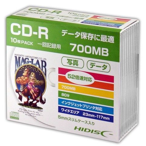HIDISC CD-R データ用5mmスリムケース10P HDCR80GP10SC パソコン ドライブ CD-Rメディア【同梱不可】[▲][AS]  【同梱不可】