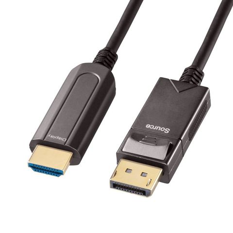 【サンワサプライ】DisplayPort-HDMI変換光ファイバーケーブル 30m FullHD1080p 金コネクタ 【同梱不可】[▲][SW]