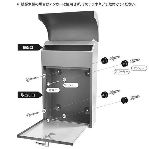 セトクラフト 壁掛けポスト GALVA グレー＆チーク SI-3946 郵便受け DIY 【同梱不可】[▲][AB]