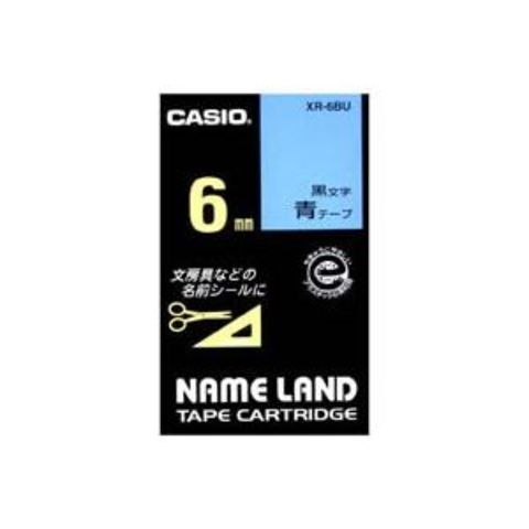 業務用5セット CASIO カシオ ネームランド用ラベルテープ 【幅：6mm】 XR-6BU 青に黒文字 【同梱不可】【代引不可】[▲][TP]