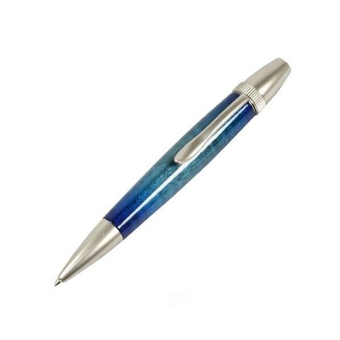 キャンディカラー ボールペン/文房具 【Blue カーリーメイプル】 パーカータイプ 芯：0.7mm 日本製 文具 『Air Brush Wood  Pen』【同梱不可】【代引不可】[▲][TP]