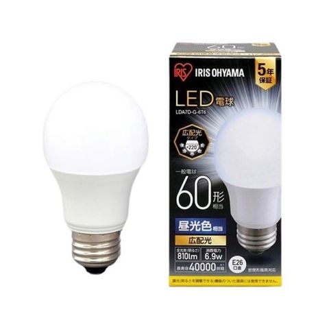 アイリスオーヤマ LED電球60W E26 広配光 昼光色 4個セット 【同梱不可