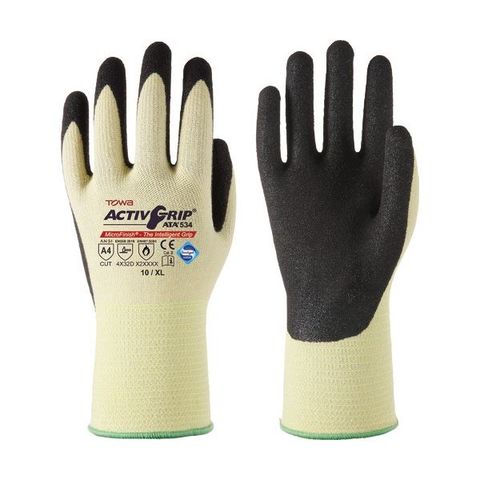 まとめ買い 東和コーポレーション トワロン 耐切創手袋 ActiveGrip ATA534 XL イエロー/ブラック 534-XL 1双  【×5セット】 【代引不可】【同梱不可】[▲][TP]