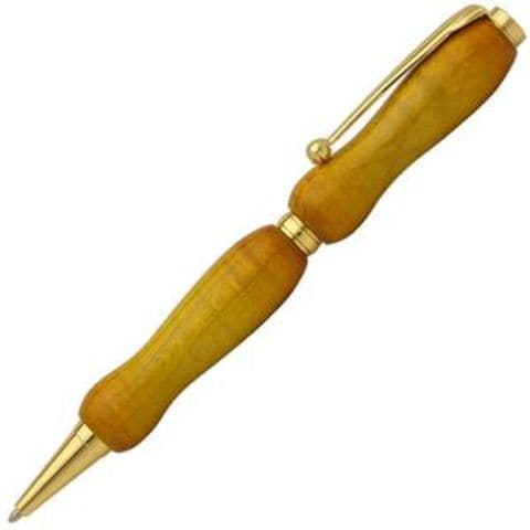 キャンディカラー ボールペン/文房具 【Yellow カーリーメイプル】 クロスタイプ 芯：0.7mm 日本製 文具 『Air Brush Wood  Pen』【同梱不可】【代引不可】[▲][TP]