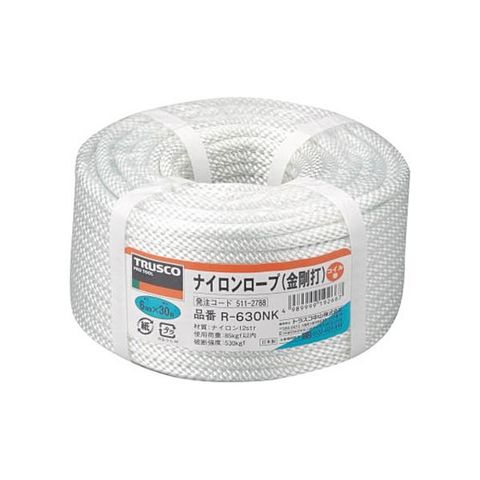 TRUSCO ナイロン金剛打ロープ 6mm×30m コイル巻 R-630NK 1巻 【代引不可】【同梱不可】[▲][TP]