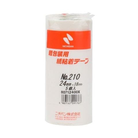 まとめ買い ニチバン 紙粘着テープ No.210 H24mm×18m 白 210H-24 1パック(5巻) 【×20セット】  【同梱不可】【代引不可】[▲][TP]