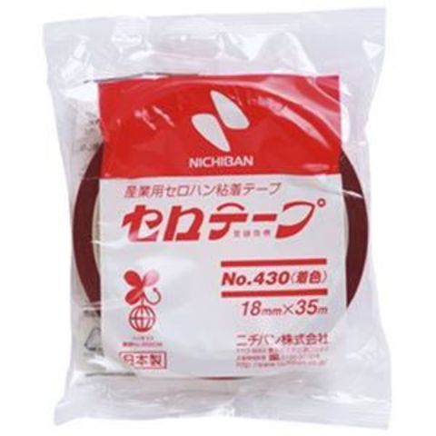 まとめ）ニチバン セロテープ No.430赤 18mm×35m 4301-18【×100セット