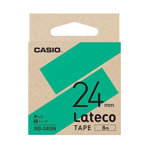 カシオ ラテコ 詰替用テープ 24mm×8m 緑/黒文字 XB-24GN 1セット(5個