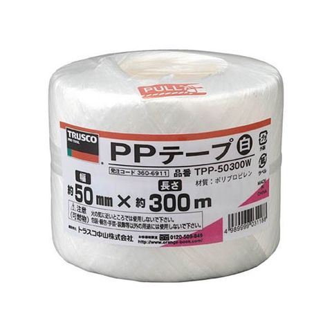 まとめ買い TRUSCO PPテープ 50mm×300m 白 TPP-50300W 1巻 【×10セット