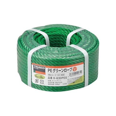 まとめ買い TRUSCO PEグリーンロープ 6mm×30m コイル巻 R-630PEG 1巻 【×3セット】 【代引不可】【同梱不可】[▲][TP]