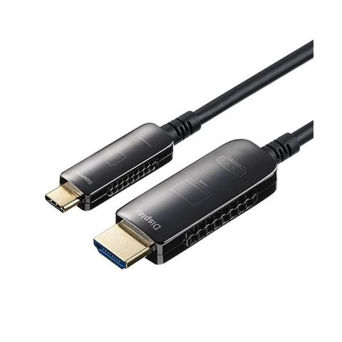 サンワダイレクト USB Type-CTo HDMI 変換ケーブル 光ファイバー 10m 4K/60Hz ブラック 500-KC037-10 1本  【同梱不可】【代引不可】[▲][TP]
