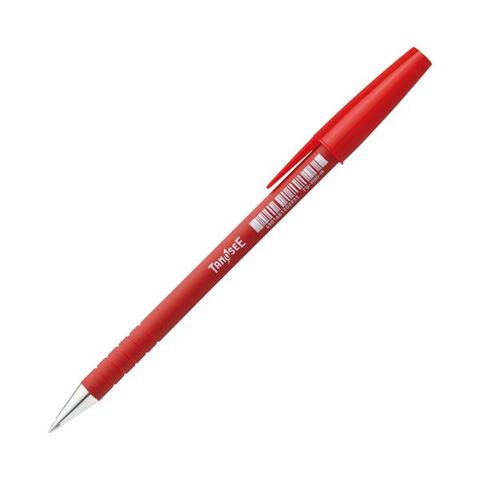 まとめ) TANOSEE キャップ式油性ボールペン 0.7mm 赤 1本 【×300セット】-