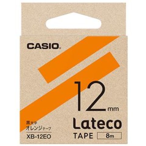 カシオ ラテコ 詰替用テープ12mm×8m オレンジ/黒文字 XB-12EO 1セット