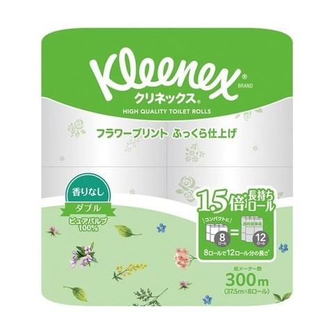 まとめ買い 日本製紙クレシア クリネックス コンパクト フラワープリント ダブル 芯あり 37.5m 1パック(8ロール) 【×20セット】  【同梱不可】【代引不可】[▲][TP]