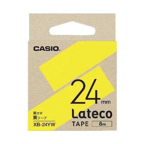 まとめ買い カシオ計算機 ラテコ専用テープ 24mm 黄に黒文字 XB-24YW