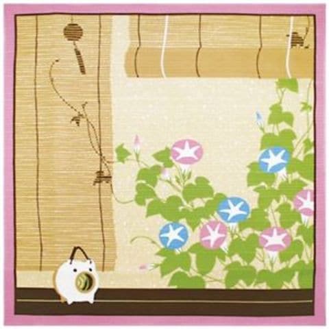 売り切れ 春夏秋冬の季節が織り成す色鮮やかな花景色を描いたインテリア風呂敷