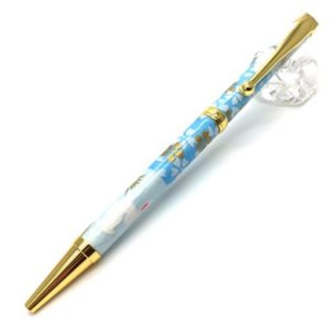 日本製 ハンドメイド ボールペン/文房具 【うさぎ市松 水色】 美濃和紙