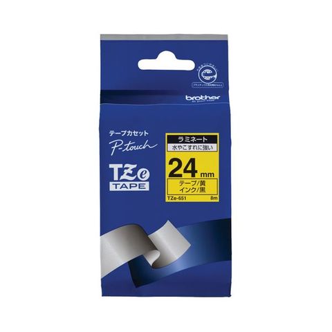 まとめ買い ブラザー BROTHER ピータッチ TZeテープ ラミネートテープ 24mm 黄／黒文字 TZE-651 1個  〔×10セット〕[代引き不可]【同梱不可】【代引不可】[▲][TP]