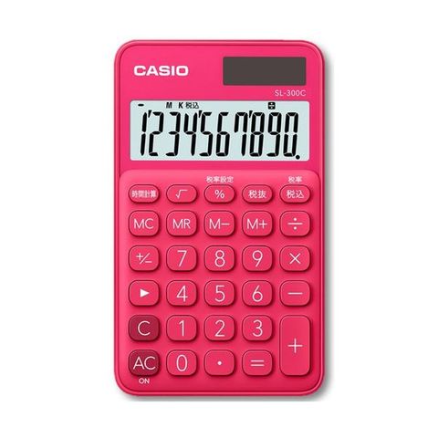 （まとめ）カシオ カラフル電卓 10桁 手帳タイプ ビビッドピンク SL-300C-RD-N 1台【×2セット】 【同梱不可】【代引不可】[▲][TP]
