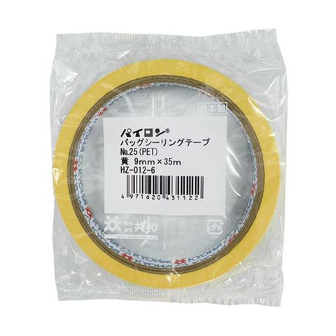 共和 パイロン バッグシーリングテープ PET#25 9mm×35m 黄 HZ-012-6 1セット(240巻) 【同梱不可】【代引不可】[▲][TP]