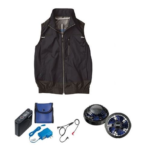 KU92020 空調服 R ポリエステル製 カジュアルベスト FAN2400SPBB