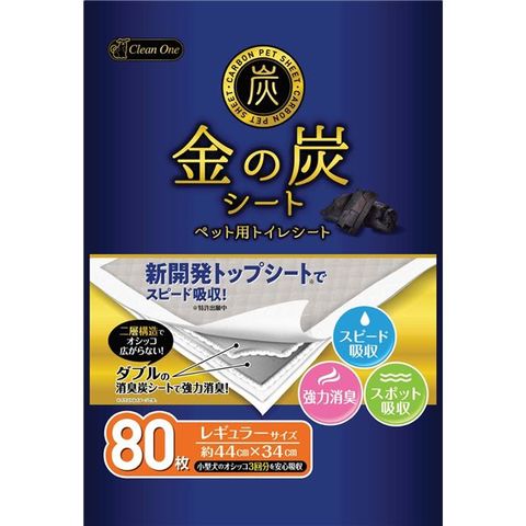 まとめ)クリーンワン金の炭シートレギュラー 80枚(ペット用品)【×4