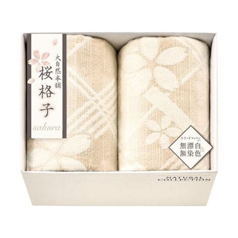 dショッピング |大自然本舗～桜格子～ 肌にやさしい自然色の綿毛布2P