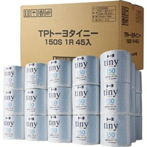 トーヨ タイニー業務用 個包装 シングル 芯なし 150m 1セット（135ロール：45ロール×3ケース）  日用消耗品【同梱不可】【代引不可】[▲][TP]