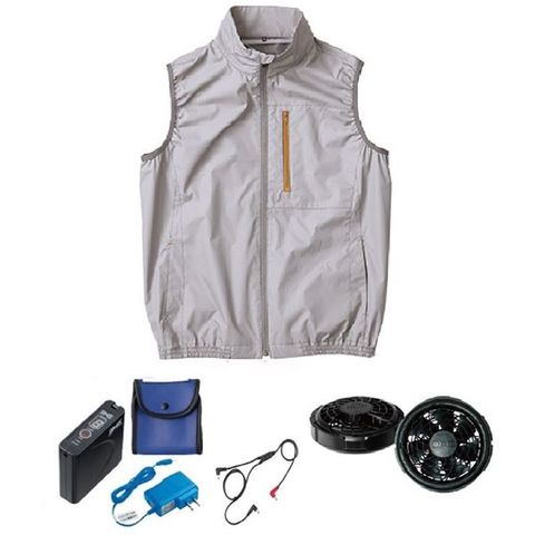 KU91400 空調服 R 綿薄手 タチエリ FAN2400SPBB・RD9261・LISUPER1セット シルバー M KU91400 空調服 R 綿薄手 タチエリ FAN2200BR・RD9261・LISUPER1セット