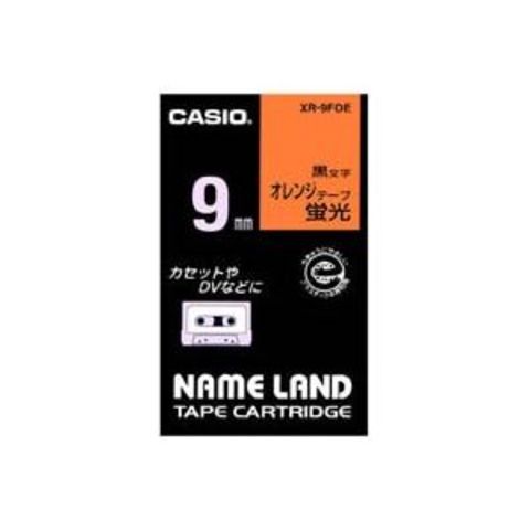まとめ買い カシオ CASIO 蛍光テープ XR-9FOE 橙に黒文字 9mm【×5 