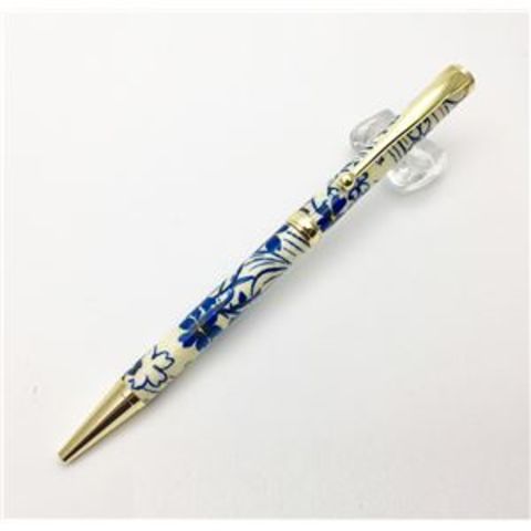 日本製 ハンドメイド ボールペン/文房具 【藍染・流水桜】 クロス