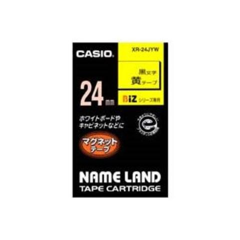 業務用20セット カシオ CASIO マグネットテープ XR-24JYW 黄に黒文字24mm 【同梱不可】【代引不可】[▲][TP]