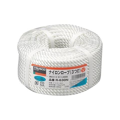 まとめ買い TRUSCO ナイロンロープ 6mm×30m コイル巻 R-630N 1巻 【×3セット】 【同梱不可】【代引不可】[▲][TP]