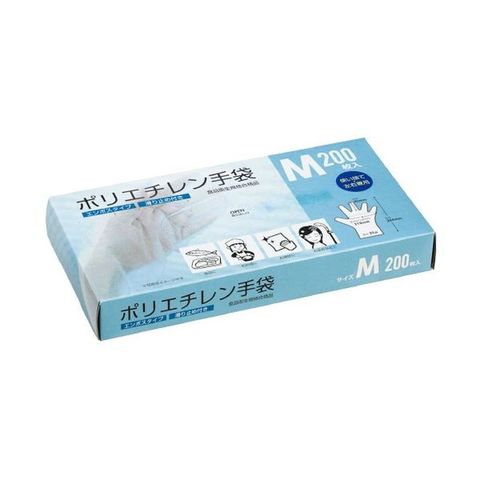 まとめ買い クラフトマン ポリエチレン手袋 半透明 M 200枚入 【×10